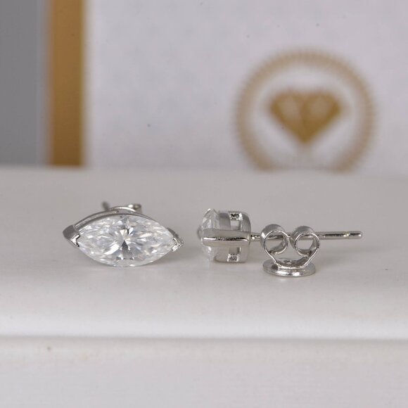 Certified 2.0 CTW Marqui Moissanite Stud Earrings - Picture 3 of 8